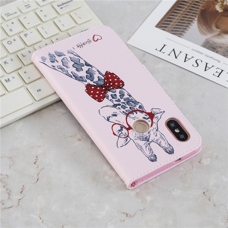Pattern Printing Wallet Leather Phone Case for Xiaomi Redmi Note 5 Pro (Dual Camera) / Redmi Note 5 (China) - Adorable Giraffe Wearing Glasses-3