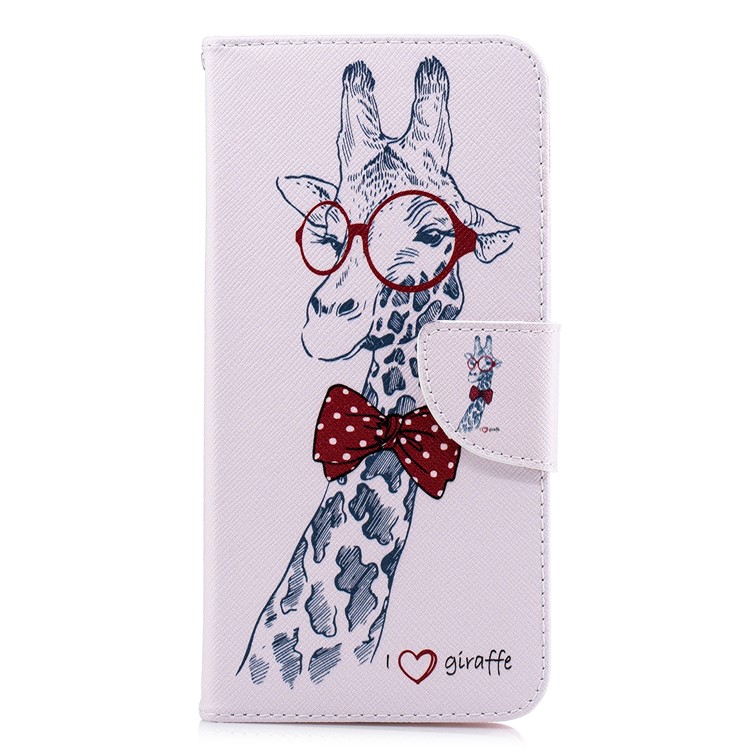Pattern Printing Wallet Leather Phone Case for Xiaomi Redmi Note 5 Pro (Dual Camera) / Redmi Note 5 (China) - Adorable Giraffe Wearing Glasses-4