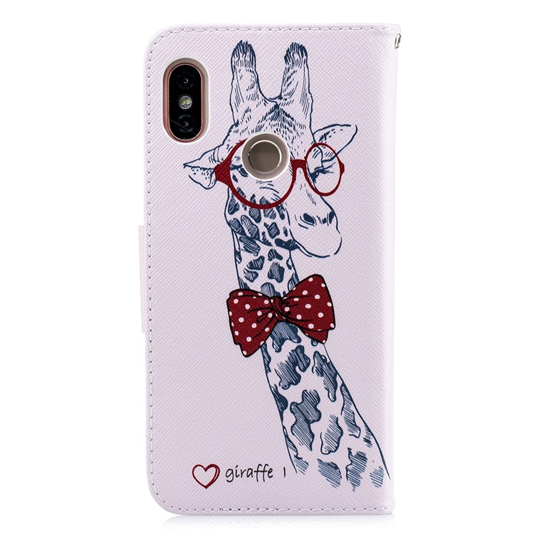 Pattern Printing Wallet Leather Phone Case for Xiaomi Redmi Note 5 Pro (Dual Camera) / Redmi Note 5 (China) - Adorable Giraffe Wearing Glasses-5