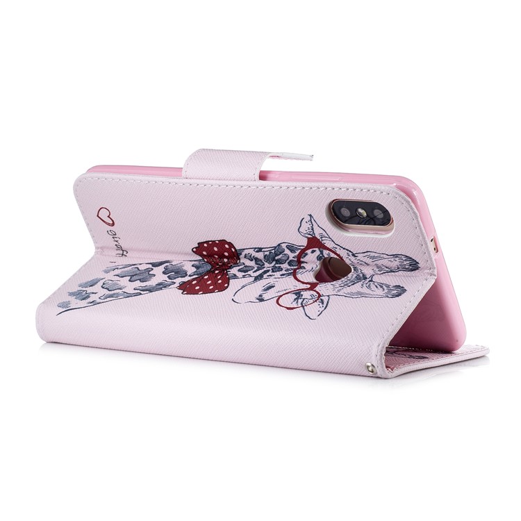 Pattern Printing Wallet Leather Phone Case for Xiaomi Redmi Note 5 Pro (Dual Camera) / Redmi Note 5 (China) - Adorable Giraffe Wearing Glasses-6