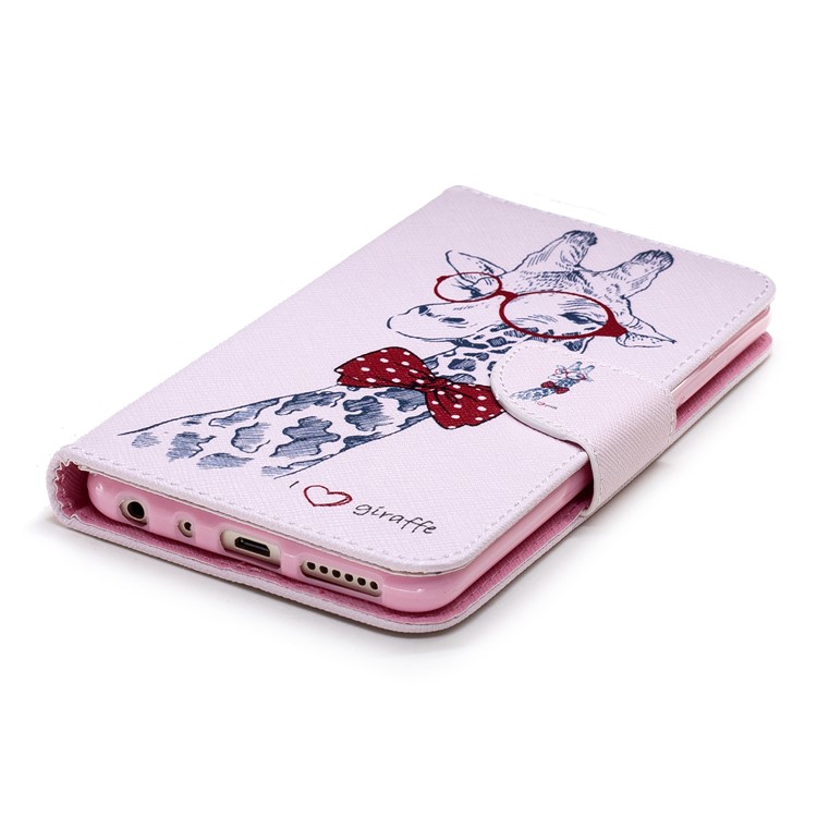 Pattern Printing Wallet Leather Phone Case for Xiaomi Redmi Note 5 Pro (Dual Camera) / Redmi Note 5 (China) - Adorable Giraffe Wearing Glasses-8