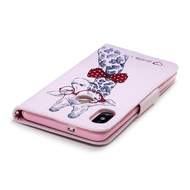 Pattern Printing Wallet Leather Phone Case for Xiaomi Redmi Note 5 Pro (Dual Camera) / Redmi Note 5 (China) - Adorable Giraffe Wearing Glasses-9
