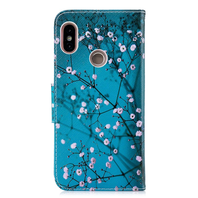 Pattern Printing Magnetic Leather Stand Case for Xiaomi Redmi Note 5 Pro (Dual Camera) / Redmi Note 5 (China) - Tree with Flowers-5