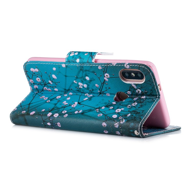Pattern Printing Magnetic Leather Stand Case for Xiaomi Redmi Note 5 Pro (Dual Camera) / Redmi Note 5 (China) - Tree with Flowers-6