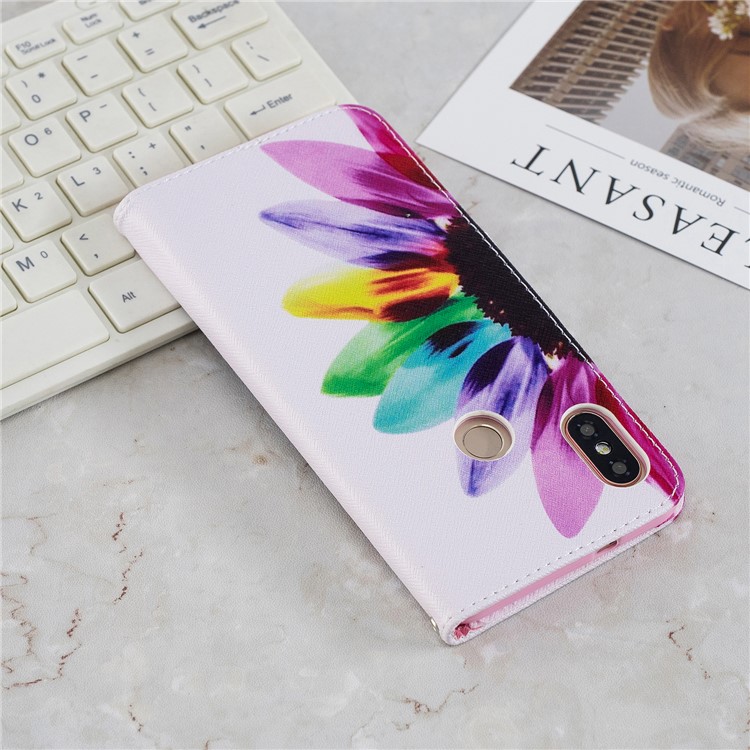 Pattern Printing Leather Wallet Case for Xiaomi Redmi Note 5 Pro (Dual Camera) / Redmi Note 5 (China) - Colorful Petals-3