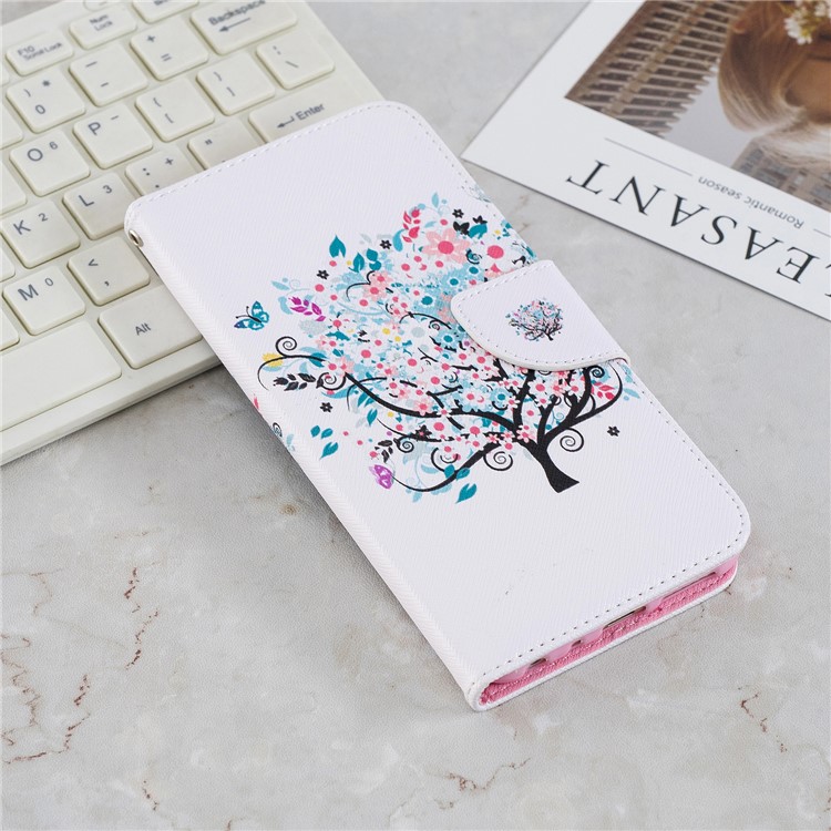 Pattern Printing Leather Wallet Cover for Xiaomi Redmi Note 5 Pro (Dual Camera) / Redmi Note 5 (China) - Flowered Tree-2