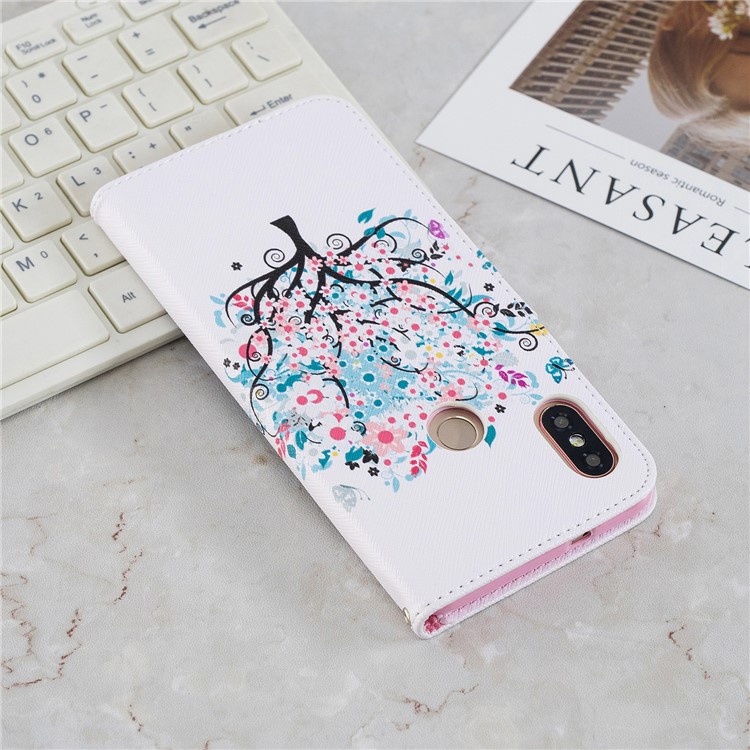 Pattern Printing Leather Wallet Cover for Xiaomi Redmi Note 5 Pro (Dual Camera) / Redmi Note 5 (China) - Flowered Tree-3