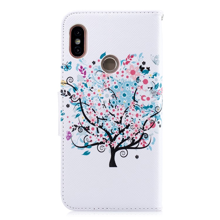 Pattern Printing Leather Wallet Cover for Xiaomi Redmi Note 5 Pro (Dual Camera) / Redmi Note 5 (China) - Flowered Tree-5