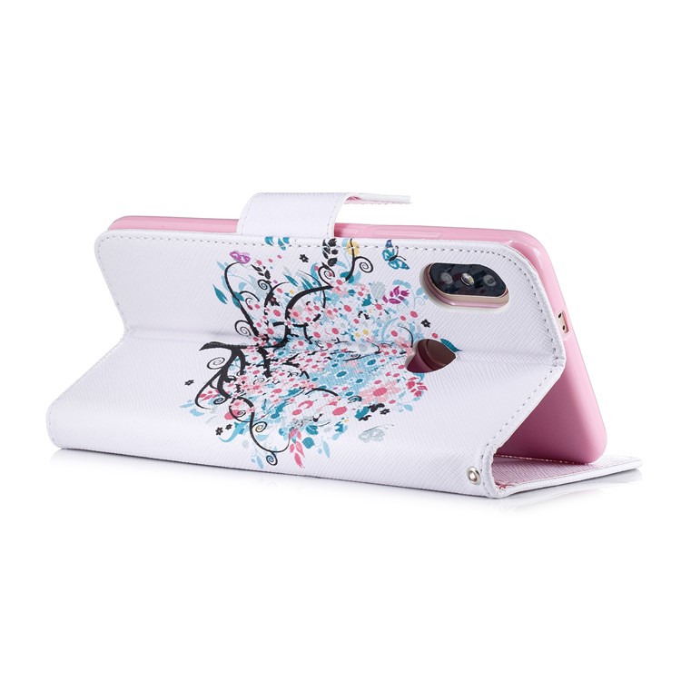 Pattern Printing Leather Wallet Cover for Xiaomi Redmi Note 5 Pro (Dual Camera) / Redmi Note 5 (China) - Flowered Tree-6