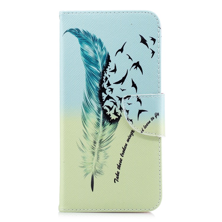 Pattern Printing PU Leather Wallet Case for Xiaomi Redmi Note 5 Pro (Dual Camera) / Redmi Note 5 (China) - Feather Pattern-4