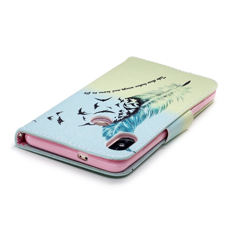 Pattern Printing PU Leather Wallet Case for Xiaomi Redmi Note 5 Pro (Dual Camera) / Redmi Note 5 (China) - Feather Pattern-9
