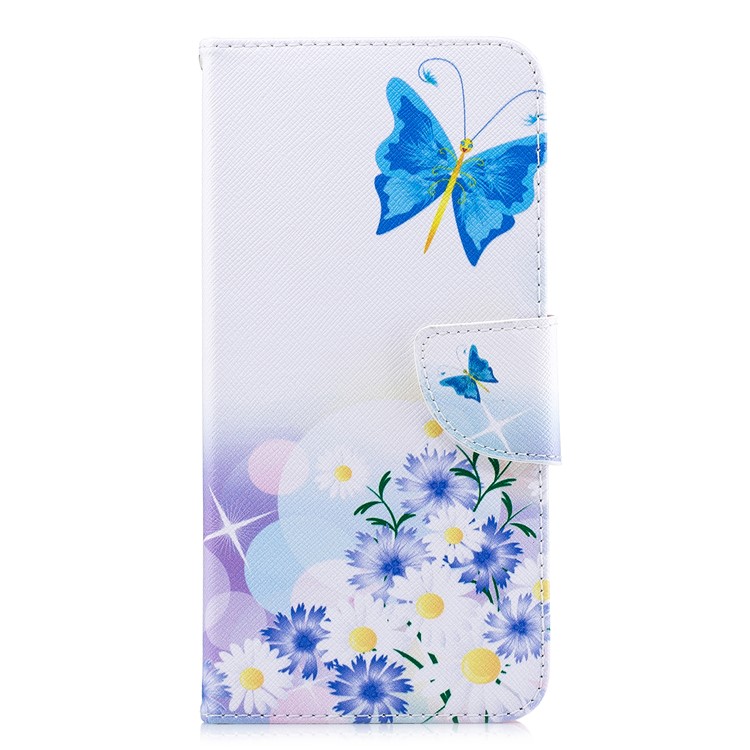 Pattern Printing Leather Stand Case with Card Slots for Xiaomi Redmi Note 5 Pro (Dual Camera) / Redmi Note 5 (China) - Blue Butterfly and Flowers-4