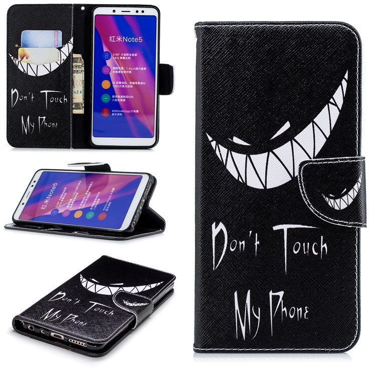 Pattern Printing Leather Stand Cover with Card Slots for Xiaomi Redmi Note 5 Pro (Dual Camera) / Redmi Note 5 (China) - Do not Touch My Phone-1