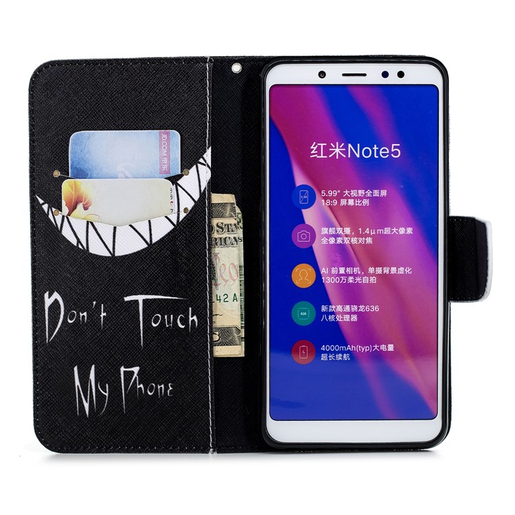 Pattern Printing Leather Stand Cover with Card Slots for Xiaomi Redmi Note 5 Pro (Dual Camera) / Redmi Note 5 (China) - Do not Touch My Phone-10