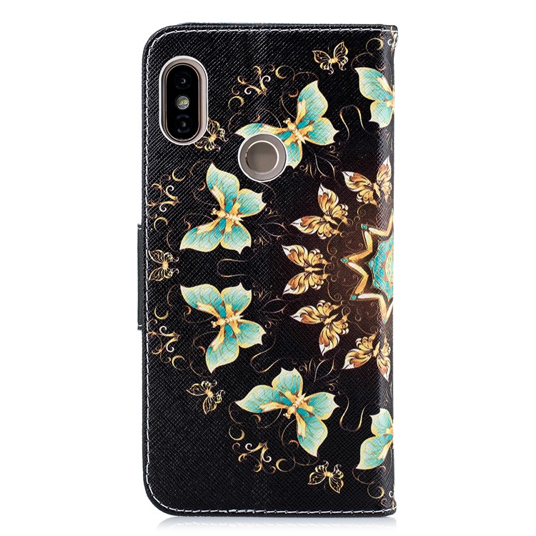Patterned Wallet Stand Leather Case for Xiaomi Redmi Note 5 Pro (Dual Camera) / Redmi Note 5 (China) - Colorized Butterflies-3
