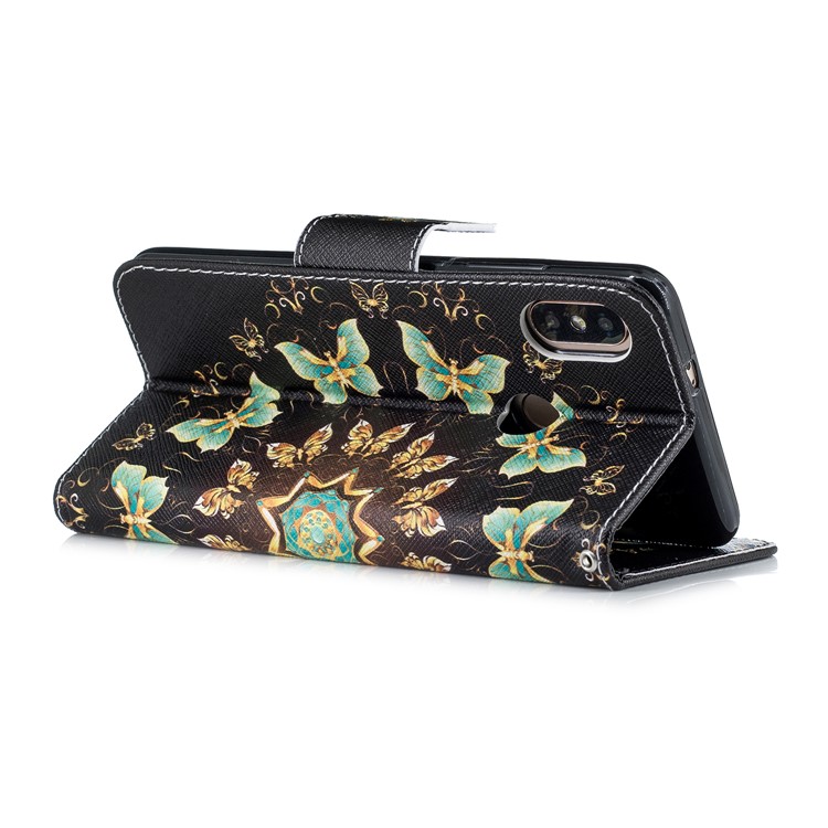 Patterned Wallet Stand Leather Case for Xiaomi Redmi Note 5 Pro (Dual Camera) / Redmi Note 5 (China) - Colorized Butterflies-4