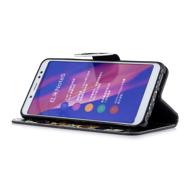 Patterned Wallet Stand Leather Case for Xiaomi Redmi Note 5 Pro (Dual Camera) / Redmi Note 5 (China) - Colorized Butterflies-5