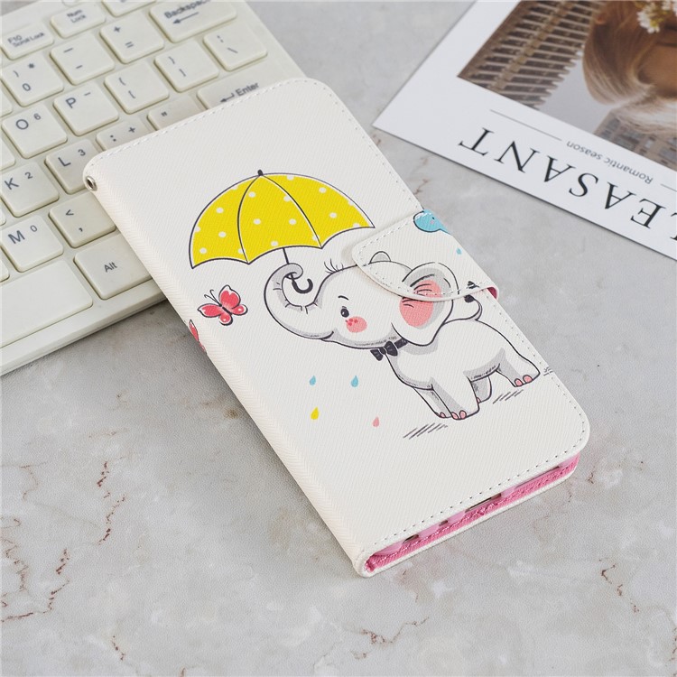 Patterned Wallet Stand Leather Casing for Xiaomi Redmi Note 5 Pro (Dual Camera) / Redmi Note 5 (China) - Elephant Holding an Umbrella-2
