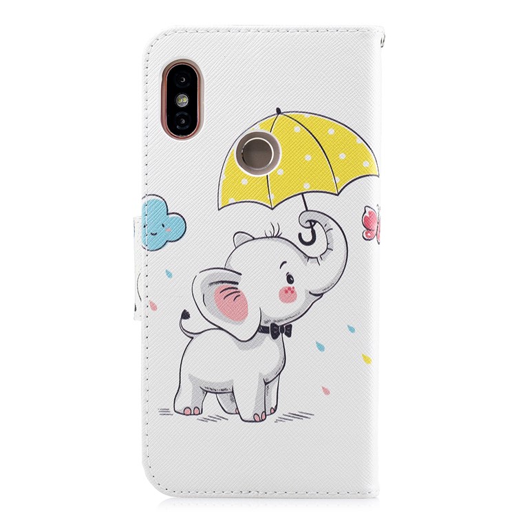 Patterned Wallet Stand Leather Casing for Xiaomi Redmi Note 5 Pro (Dual Camera) / Redmi Note 5 (China) - Elephant Holding an Umbrella-5