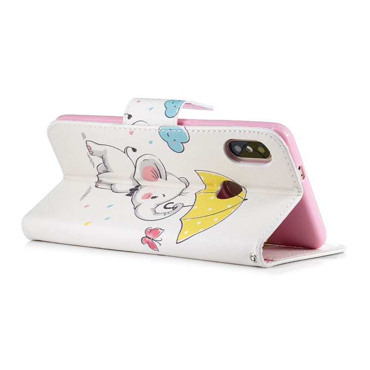 Patterned Wallet Stand Leather Casing for Xiaomi Redmi Note 5 Pro (Dual Camera) / Redmi Note 5 (China) - Elephant Holding an Umbrella-6