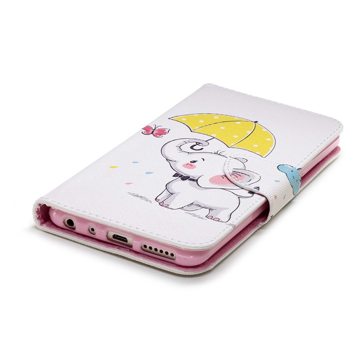 Patterned Wallet Stand Leather Casing for Xiaomi Redmi Note 5 Pro (Dual Camera) / Redmi Note 5 (China) - Elephant Holding an Umbrella-8