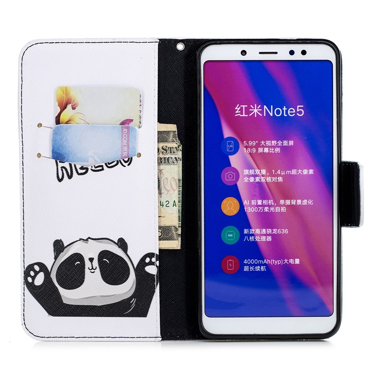 Patterned Wallet Magnetic Leather Shell for Xiaomi Redmi Note 5 Pro (Dual Camera) / Redmi Note 5 (China) - Adorable Panda-10