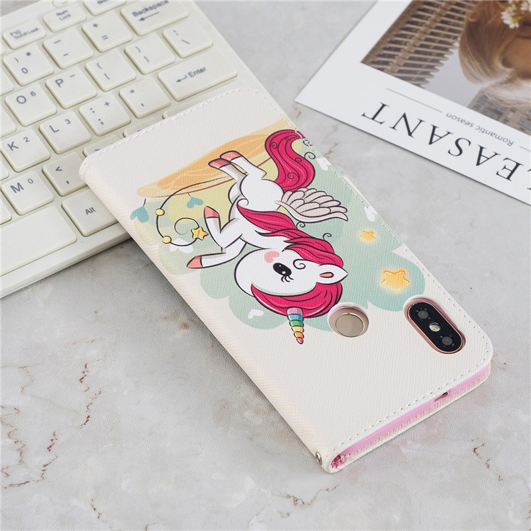 Patterned Wallet Stand Leather Flip Casing for Xiaomi Redmi Note 5 Pro (Dual Camera) / Redmi Note 5 (China) - Unicorn-3