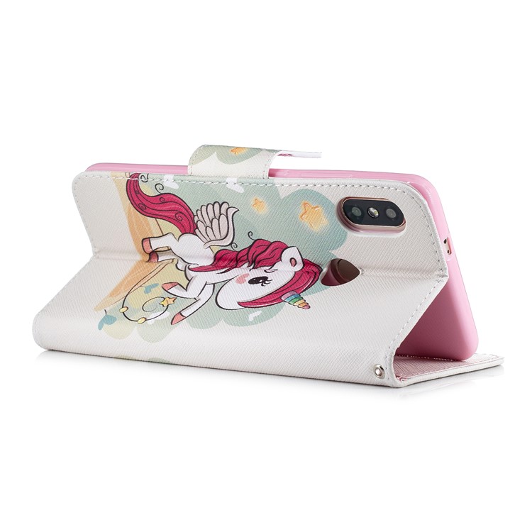 Patterned Wallet Stand Leather Flip Casing for Xiaomi Redmi Note 5 Pro (Dual Camera) / Redmi Note 5 (China) - Unicorn-6