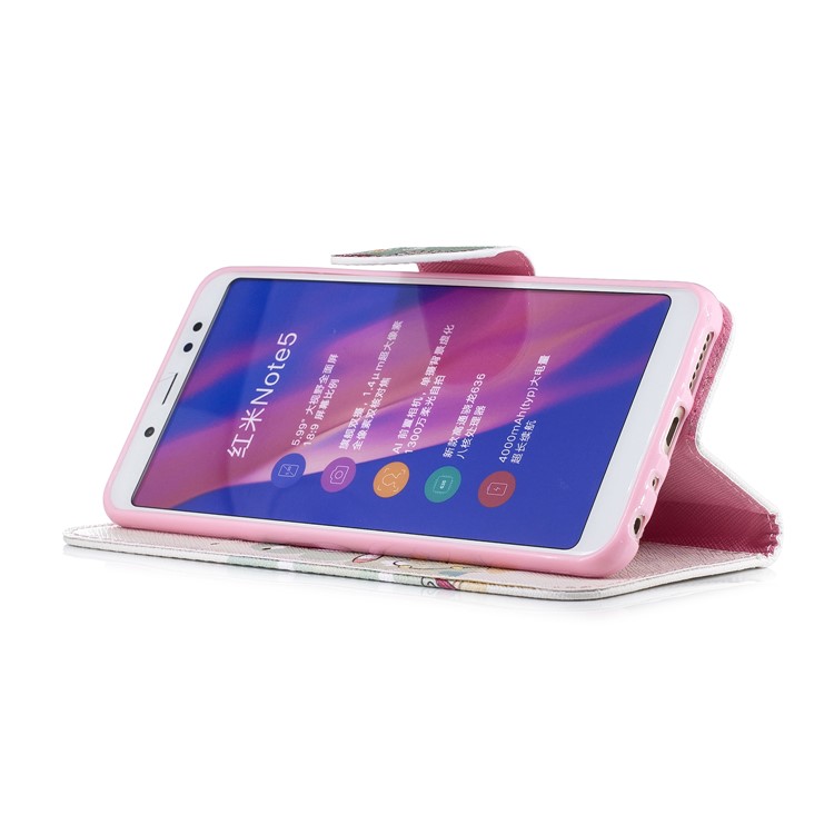 Patterned Wallet Stand Leather Flip Casing for Xiaomi Redmi Note 5 Pro (Dual Camera) / Redmi Note 5 (China) - Unicorn-7
