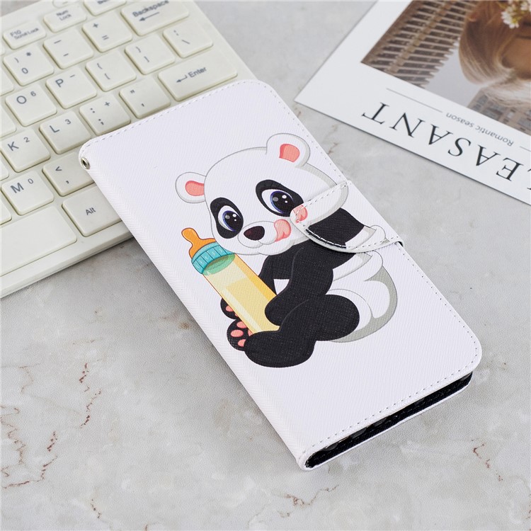 Patterned Wallet Stand Leather Protective Case for Xiaomi Redmi Note 5 Pro (Dual Camera) / Redmi Note 5 (China) - Panda Holding a Bottle-2