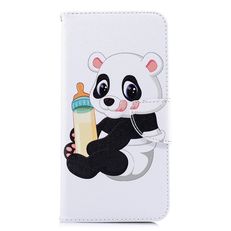 Patterned Wallet Stand Leather Protective Case for Xiaomi Redmi Note 5 Pro (Dual Camera) / Redmi Note 5 (China) - Panda Holding a Bottle-4