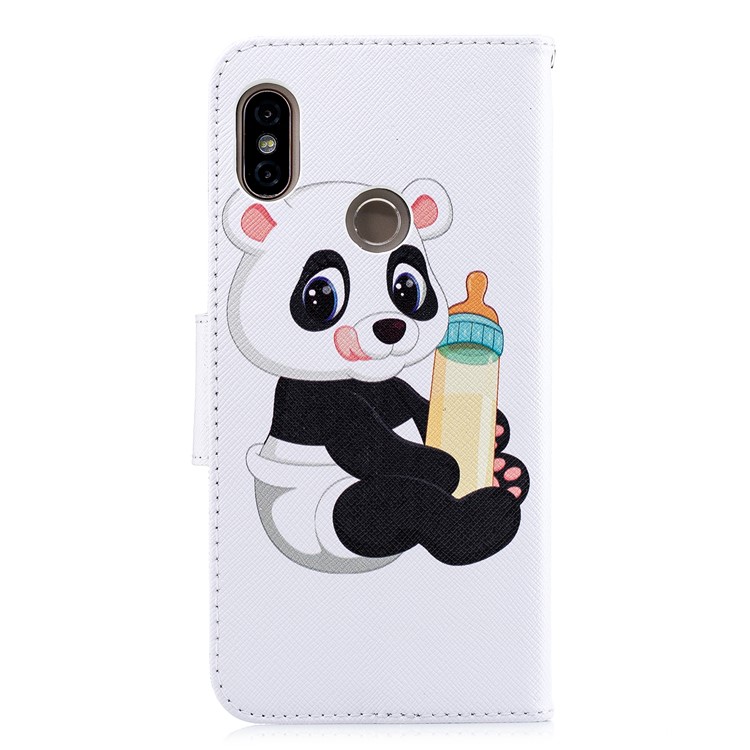Patterned Wallet Stand Leather Protective Case for Xiaomi Redmi Note 5 Pro (Dual Camera) / Redmi Note 5 (China) - Panda Holding a Bottle-5