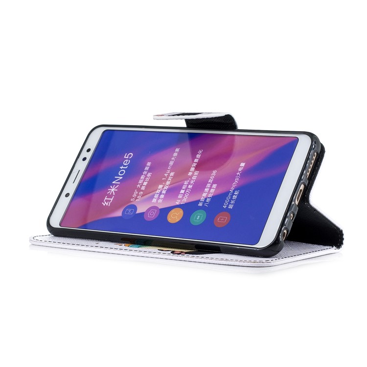 Patterned Wallet Stand Leather Protective Case for Xiaomi Redmi Note 5 Pro (Dual Camera) / Redmi Note 5 (China) - Panda Holding a Bottle-7