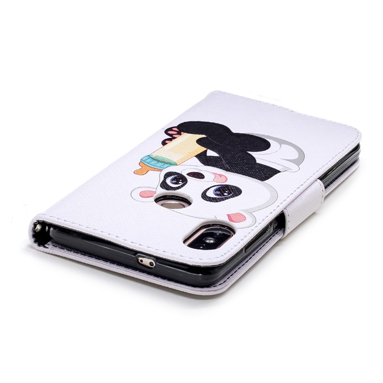 Patterned Wallet Stand Leather Protective Case for Xiaomi Redmi Note 5 Pro (Dual Camera) / Redmi Note 5 (China) - Panda Holding a Bottle-9