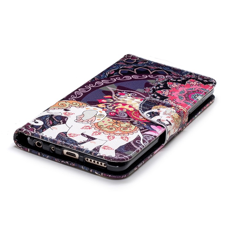Patterned Wallet Stand Leather Protective Cover for Xiaomi Redmi Note 5 Pro (Dual Camera) / Redmi Note 5 (China) - Elephant and Peacock-8