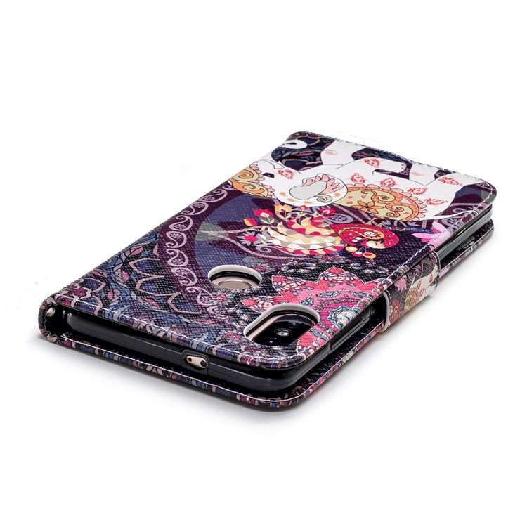 Patterned Wallet Stand Leather Protective Cover for Xiaomi Redmi Note 5 Pro (Dual Camera) / Redmi Note 5 (China) - Elephant and Peacock-9