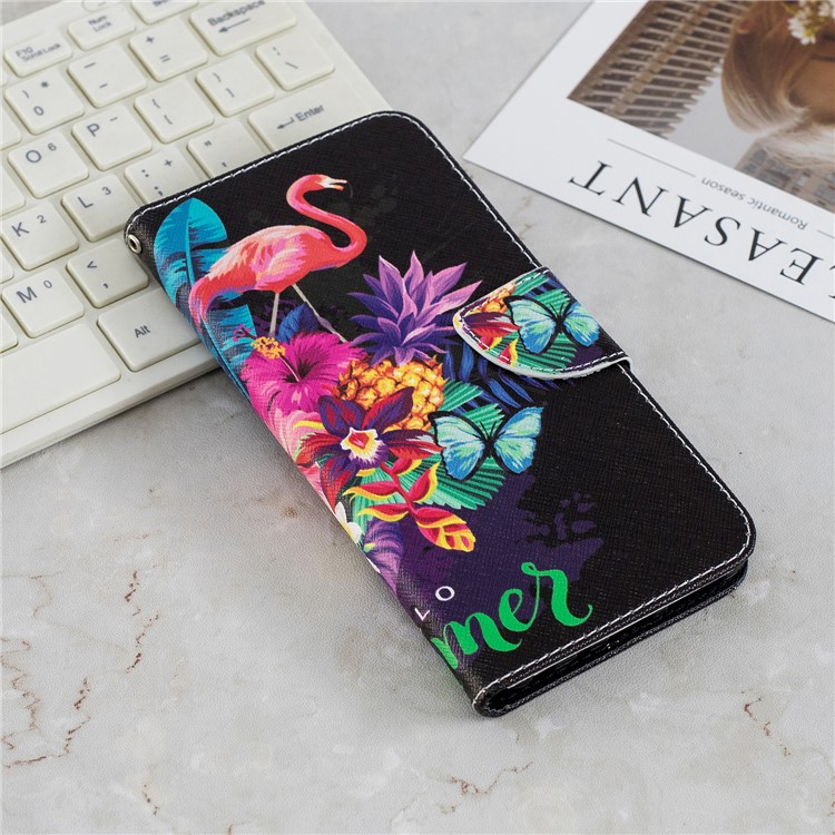 Patterned Wallet Magnetic Leather Protective Shell for Xiaomi Redmi Note 5 Pro (Dual Camera) / Redmi Note 5 (China) - Flamingo and Pineapple-2