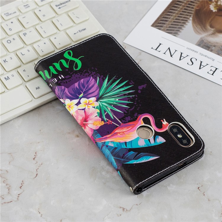 Patterned Wallet Magnetic Leather Protective Shell for Xiaomi Redmi Note 5 Pro (Dual Camera) / Redmi Note 5 (China) - Flamingo and Pineapple-3