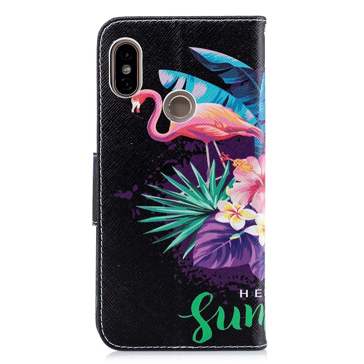 Patterned Wallet Magnetic Leather Protective Shell for Xiaomi Redmi Note 5 Pro (Dual Camera) / Redmi Note 5 (China) - Flamingo and Pineapple-5
