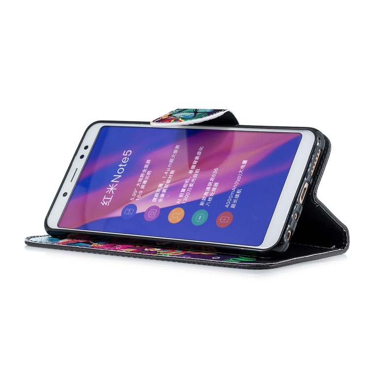 Patterned Wallet Magnetic Leather Protective Shell for Xiaomi Redmi Note 5 Pro (Dual Camera) / Redmi Note 5 (China) - Flamingo and Pineapple-7
