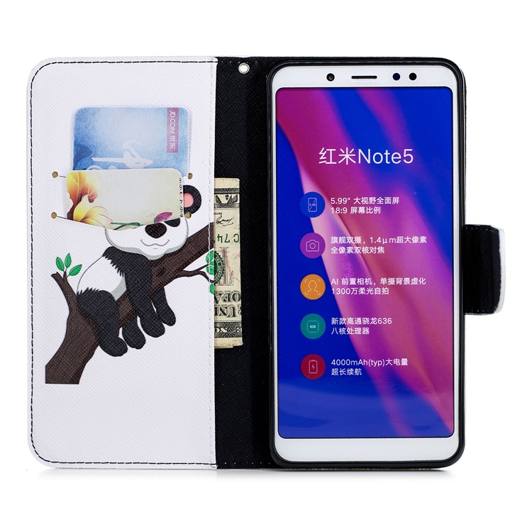 Patterned Magnetic Stand Leather Mobile Case for Xiaomi Redmi Note 5 Pro (Dual Camera) / Redmi Note 5 (China) - Panda Climbing Tree-10