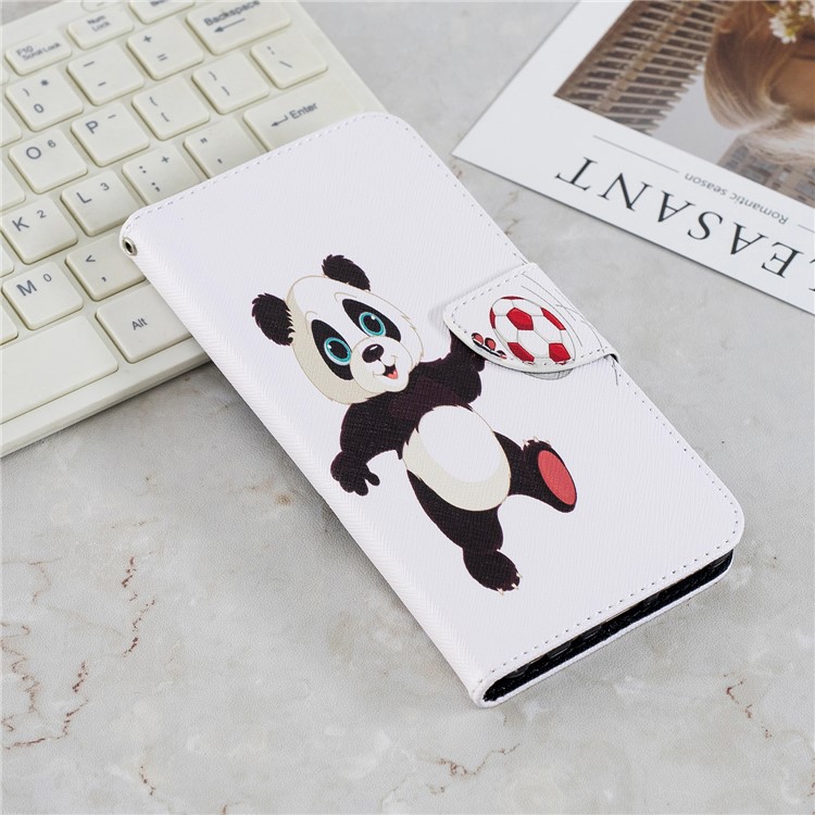 Patterned Wallet Stand Leather Mobile Cover for Xiaomi Redmi Note 5 Pro (Dual Camera) / Redmi Note 5 (China) - Panda Playing Football-2