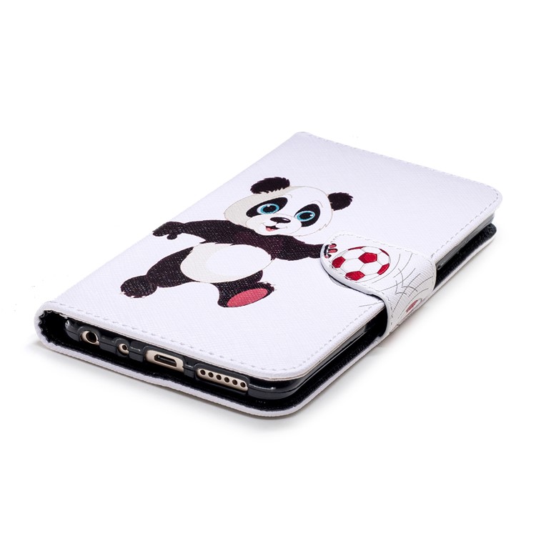 Patterned Wallet Stand Leather Mobile Cover for Xiaomi Redmi Note 5 Pro (Dual Camera) / Redmi Note 5 (China) - Panda Playing Football-8
