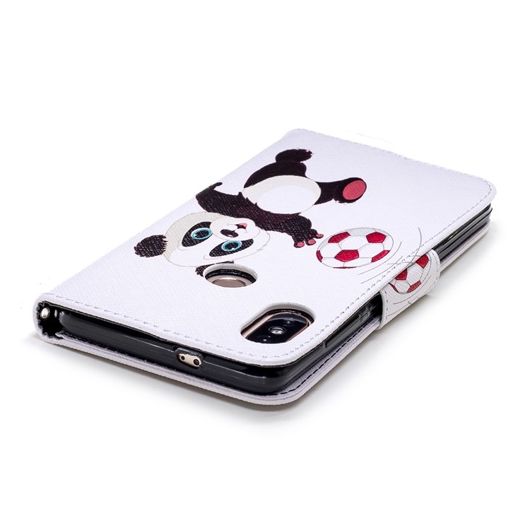 Patterned Wallet Stand Leather Mobile Cover for Xiaomi Redmi Note 5 Pro (Dual Camera) / Redmi Note 5 (China) - Panda Playing Football-9
