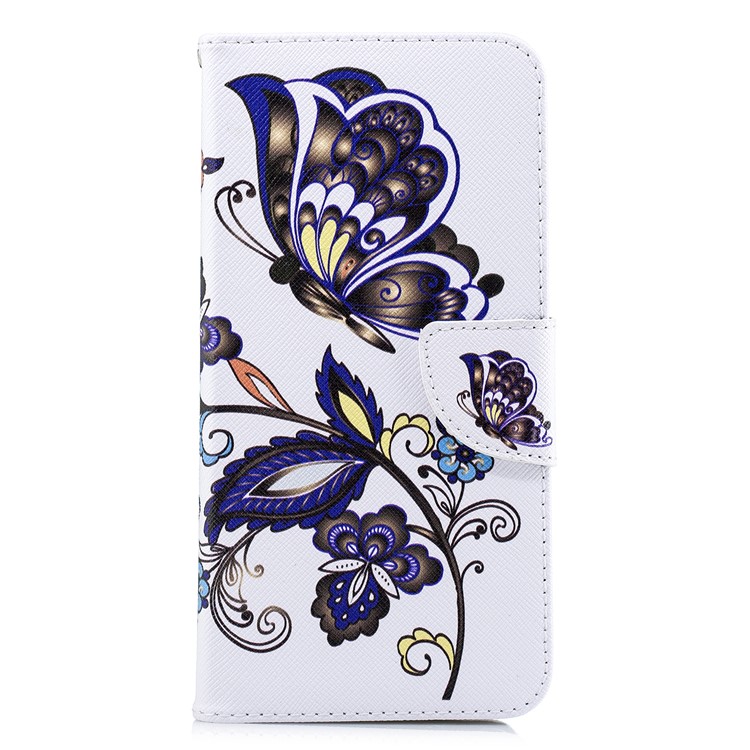 Patterned Wallet Stand Leather Mobile Phone Shell for Xiaomi Redmi Note 5 Pro (Dual Camera) / Redmi Note 5 (China) - Butterfly and Flower-4