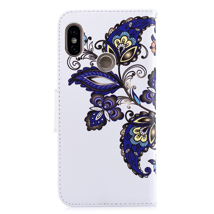 Patterned Wallet Stand Leather Mobile Phone Shell for Xiaomi Redmi Note 5 Pro (Dual Camera) / Redmi Note 5 (China) - Butterfly and Flower-5