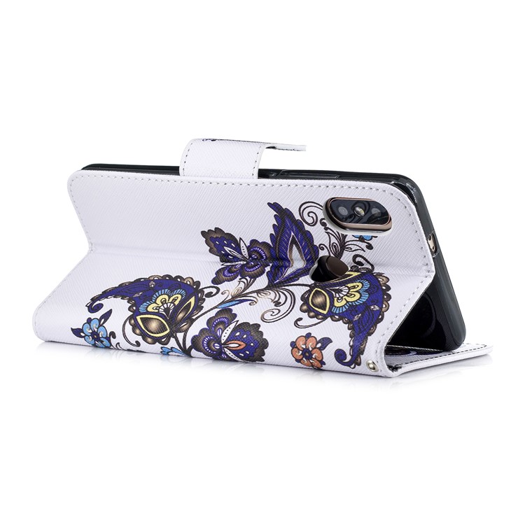 Patterned Wallet Stand Leather Mobile Phone Shell for Xiaomi Redmi Note 5 Pro (Dual Camera) / Redmi Note 5 (China) - Butterfly and Flower-6