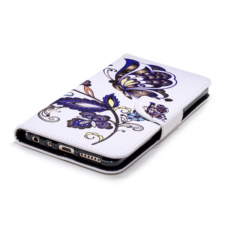 Patterned Wallet Stand Leather Mobile Phone Shell for Xiaomi Redmi Note 5 Pro (Dual Camera) / Redmi Note 5 (China) - Butterfly and Flower-8