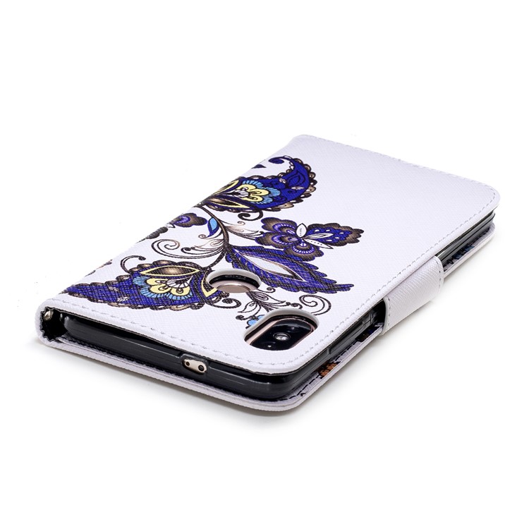 Patterned Wallet Stand Leather Mobile Phone Shell for Xiaomi Redmi Note 5 Pro (Dual Camera) / Redmi Note 5 (China) - Butterfly and Flower-9