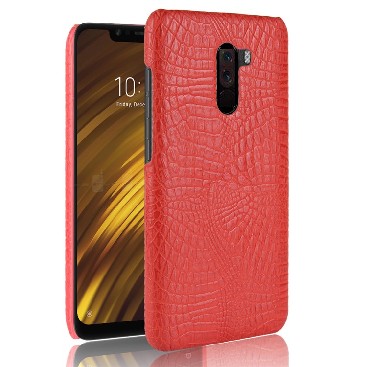 Crocodile Texture Leather Coated Hard Plastic Case for Xiaomi Pocophone F1 / Poco F1 (India) - Red-1